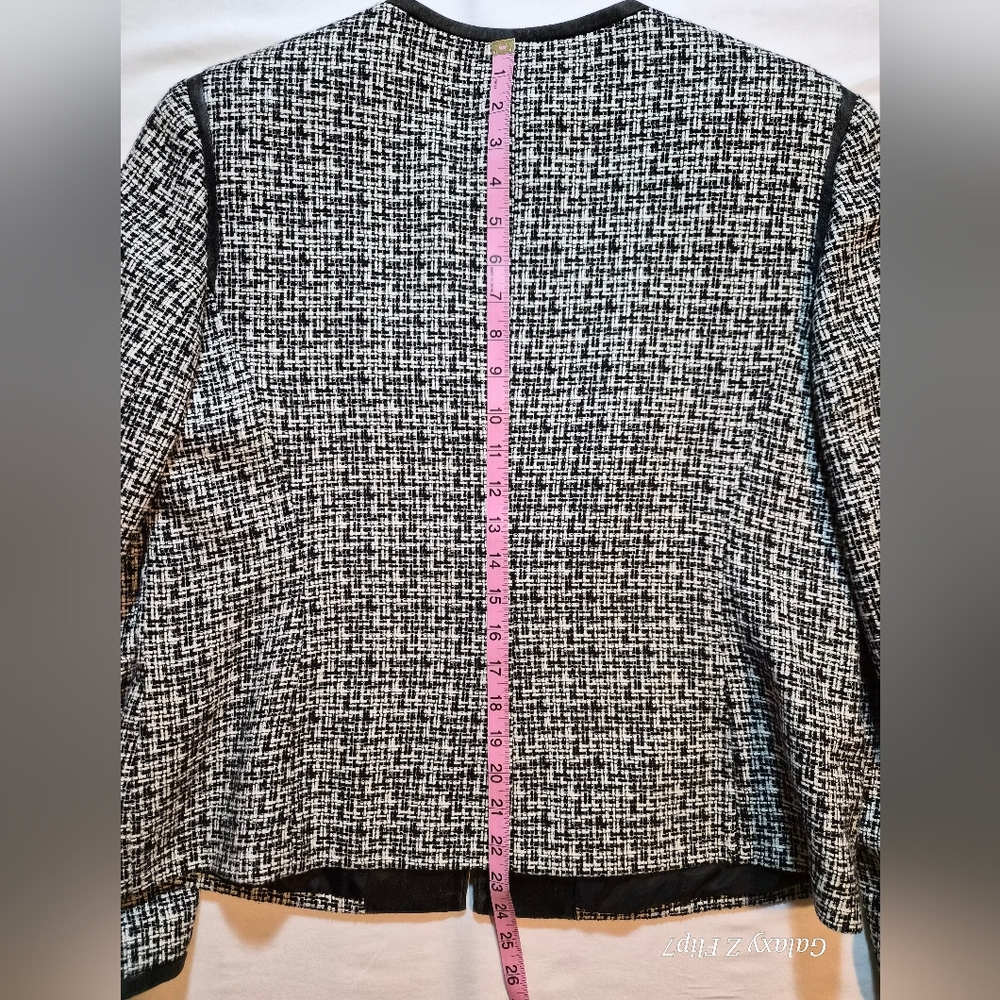 ​Kasper Black and White Tweed Zip Front Jacket Blazer Women’s Size 14 - Picture 7 of 8